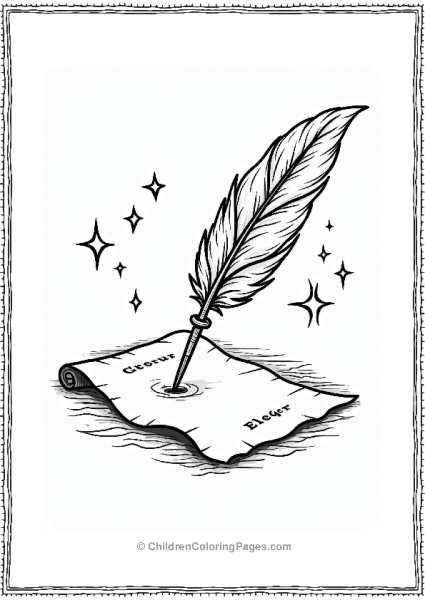 Harry Potter Hogwarts Enchanted Quill Illustration Free PDF Printable