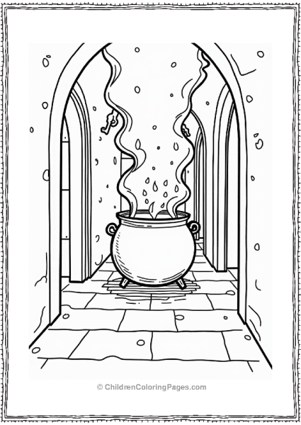 Harry Potter Mysterious Cauldron In Hogwarts Hallway Free PDF Printable