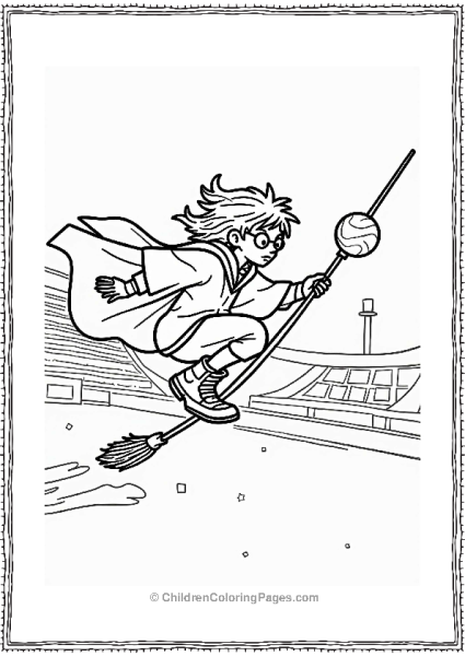 Harry Potter Quidditch Player Soaring On A Broomstick Free PDF Printable