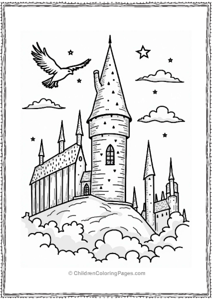 Harry Potter Ravenclaw Tower With Eagle In Night Sky Free PDF Printable