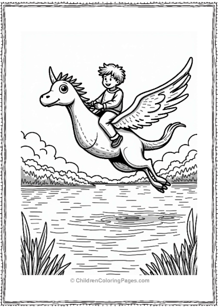 Harry Potter Ronald Weasley Riding A Hippogriff Over A Lake Free PDF Printable