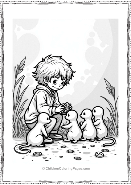Harry Potter Ronald Weasley With Playful Nifflers In A Sunny Garden Free PDF Printable