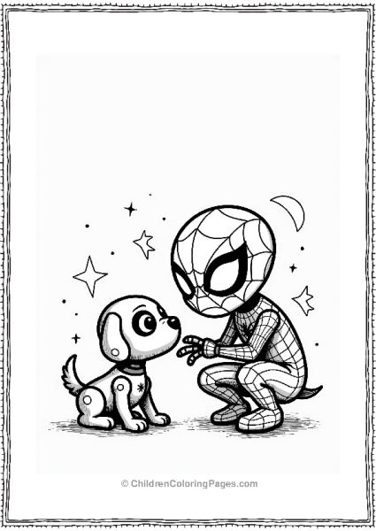 Iron Spider Playing With Robot Dog Free PDF Printable