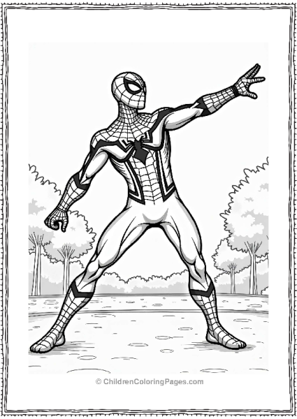 Iron Spider Stretching In The Park Free PDF Printable