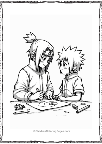 Itachi Admiring Sasukes Drawing Free PDF Printable