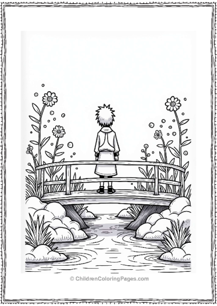 Itachi On A Bridge By A Stream Free PDF Printable