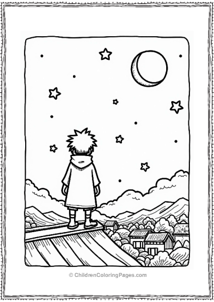 Itachi On A Rooftop Under A Starry Sky Free PDF Printable