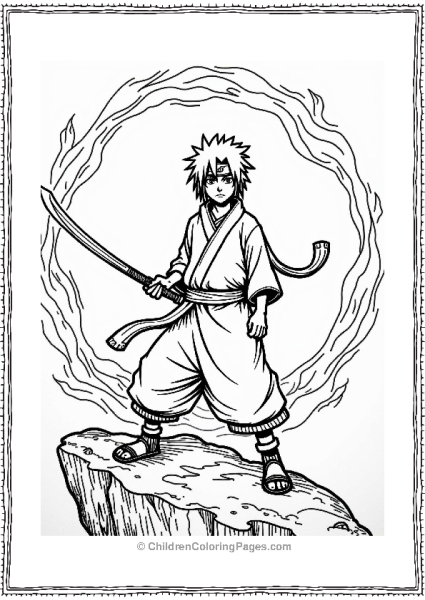 Itachi Ready For Battle On A Cliff Free PDF Printable