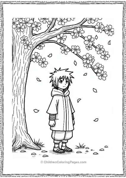 Itachi Under Cherry Blossoms Free PDF Printable