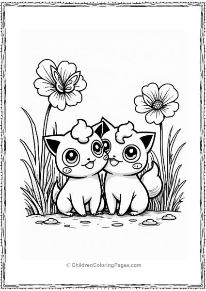 Jigglypuff And Bulbasaur In A Garden Free PDF Printable