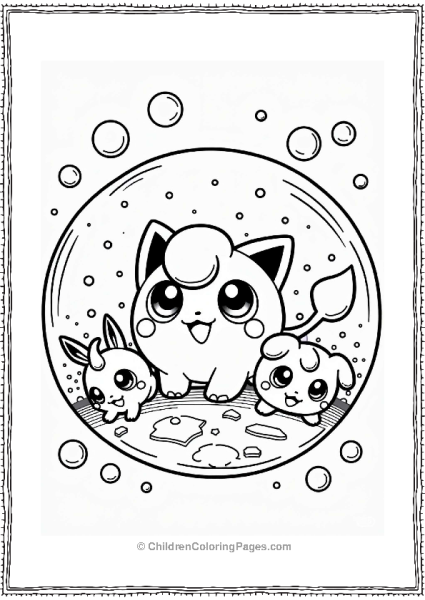 Jigglypuff And Friends In A Bubble Party Free PDF Printable