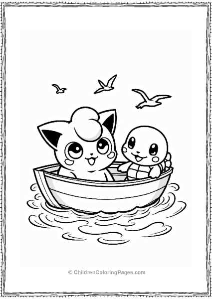 Jigglypuff And Squirtle In A Boat Free PDF Printable