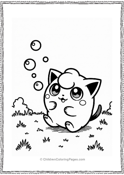 Jigglypuff Blowing Bubbles In The Park Free PDF Printable