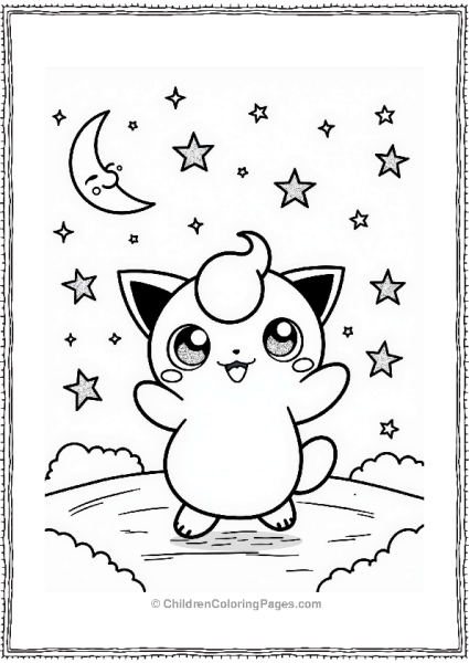 Jigglypuff Dancing Among Glittering Stars Free PDF Printable