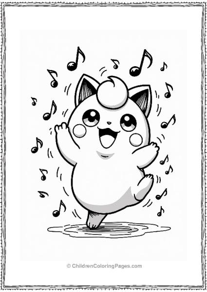 Jigglypuff Dancing With Musical Notes Free PDF Printable