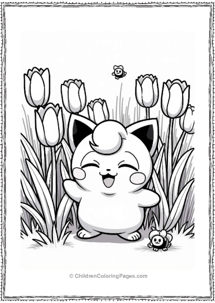 Jigglypuff In A Field Of Tulips Free PDF Printable