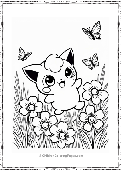 Jigglypuff In A Flower Meadow Free PDF Printable