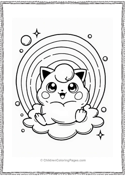 Jigglypuff In A Rainbow Bubble Free PDF Printable