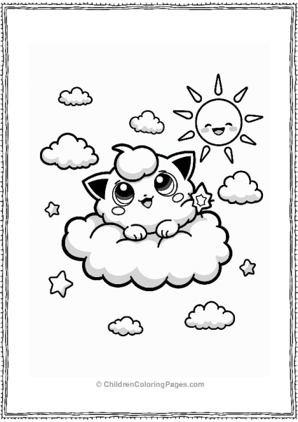 Jigglypuff On A Cloud With A Star Free PDF Printable