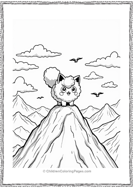 Jigglypuff On A Mountain Peak Free PDF Printable