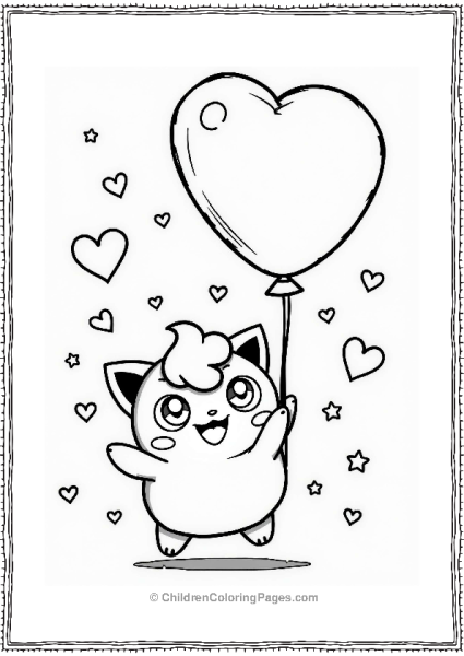 Jigglypuff With Heart Balloon Free PDF Printable