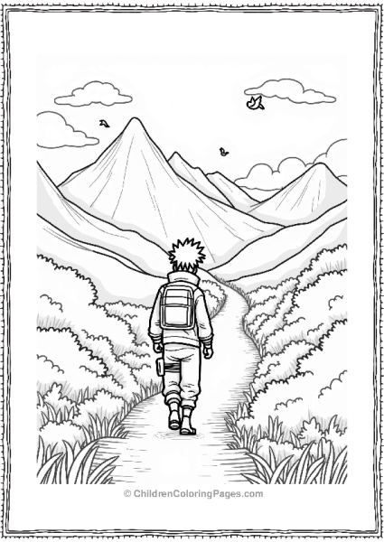 Kakashi Walking On A Mountain Path Free PDF Printable