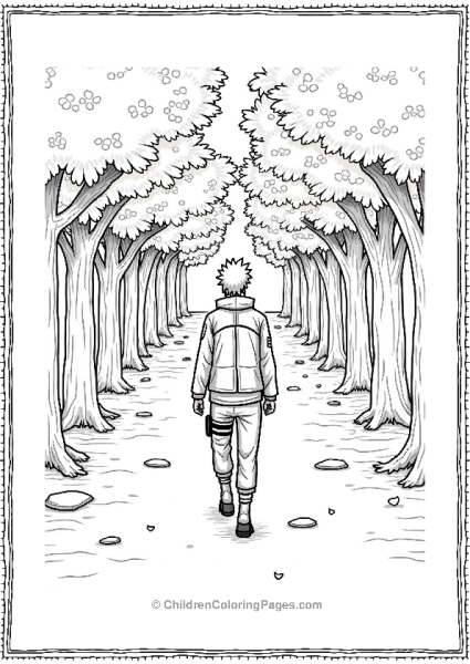 Kakashi Walking Through Cherry Blossoms Free PDF Printable