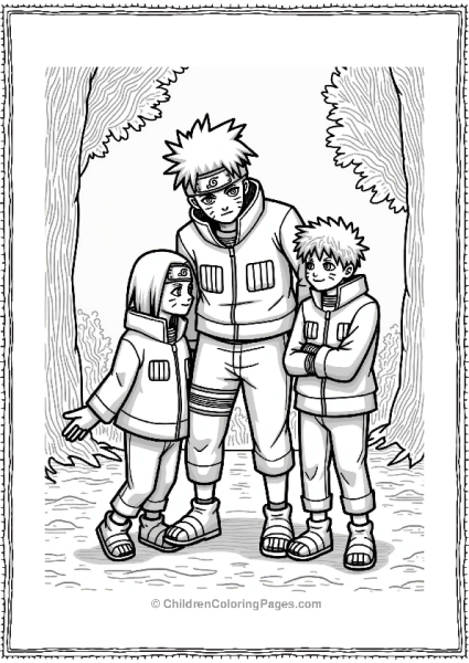 Kakashi With His First Team In The Forest Free PDF Printable