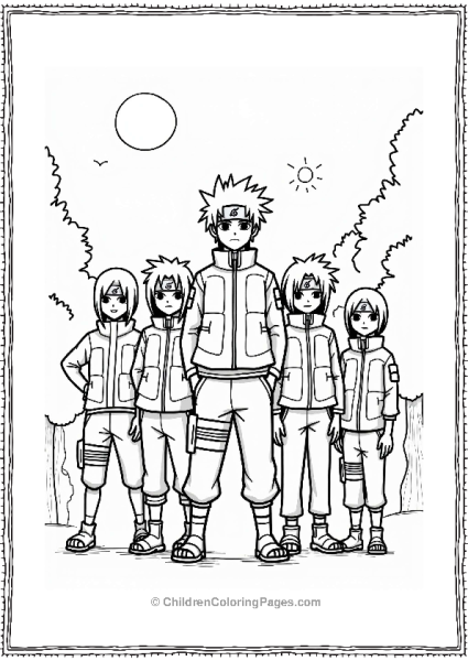 Kakashi With His Team In A Fun Pose Free PDF Printable