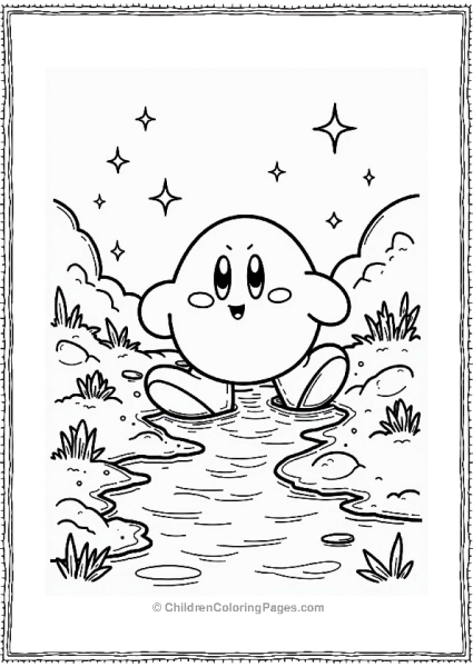 Kirby By A Sparkling Stream Free PDF Printable