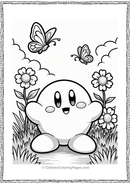 Kirby In A Flower Garden Free PDF Printable