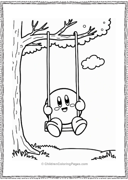 Kirby Swinging From A Tree Free PDF Printable