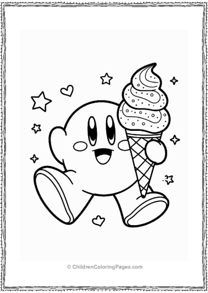 Kirby With An Ice Cream Cone Free PDF Printable