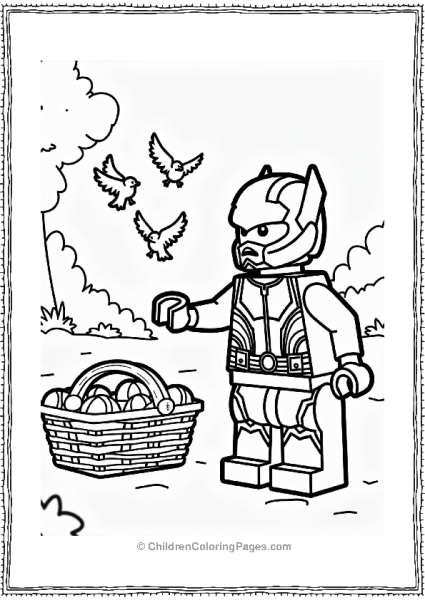 Lego Avengers Ant Man Feeding Birds In The Park Free PDF Printable