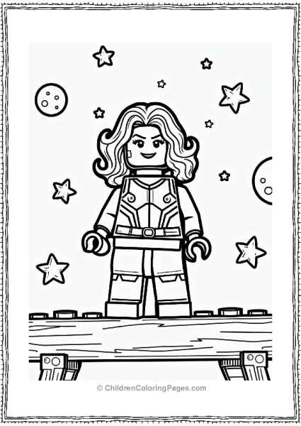 Lego Avengers Black Widow On Lego Gymnastic Beam Free PDF Printable