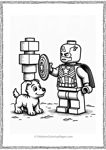 Lego Avengers Captain America Shield Practice With Puppy Free PDF Printable