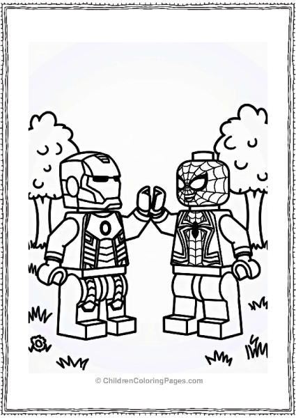 Lego Avengers Iron Man And Spider Man High Five Free PDF Printable
