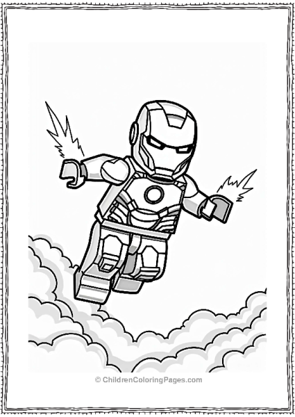 Lego Avengers Iron Man Soaring In The Sky Free PDF Printable