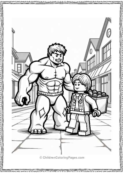 Lego Avengers Lego Hulk Assisting A Citizen Free PDF Printable