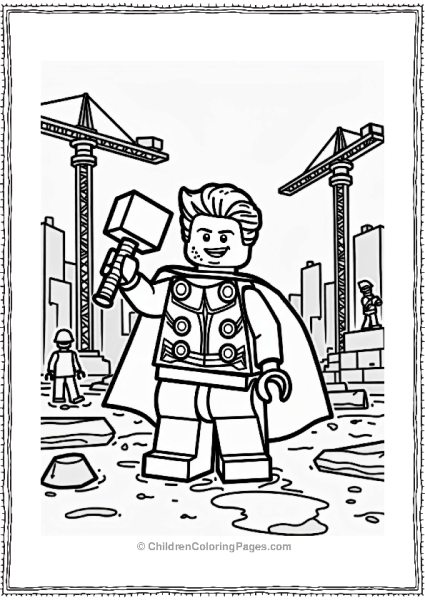 Lego Avengers Lego Thor At The Construction Site Free PDF Printable