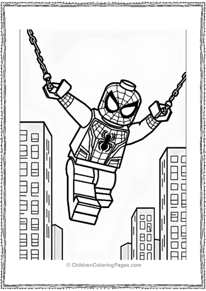 Lego Avengers Spider Man Swinging Through The City Free PDF Printable