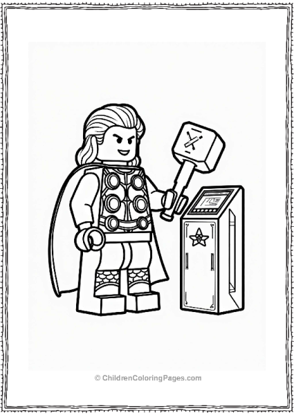 Lego Avengers Thor With His Hammer And Charging Station Free PDF Printable