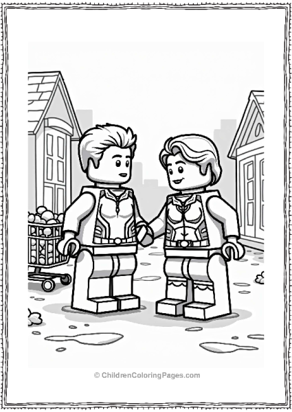 Lego Avengers Vision Assisting An Elderly Person Free PDF Printable