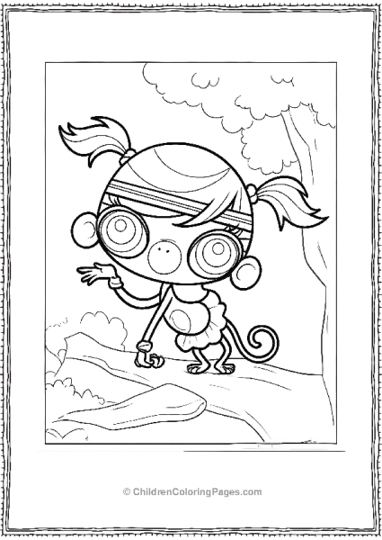 Littlest Pet Shop Cartoon Monkey With Pigtails Free PDF Printable