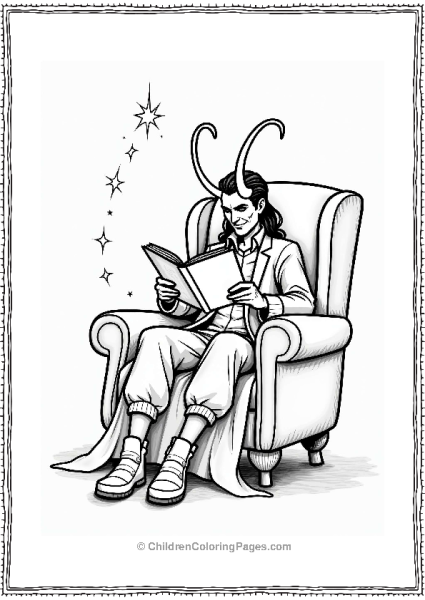 Loki Reading A Book With Magic Sparkles Free PDF Printable