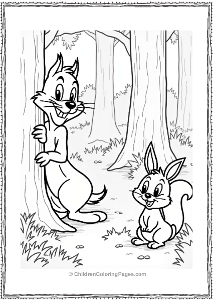 Looney Tunes Sylvester Cat Peeking In The Forest Free PDF Printable