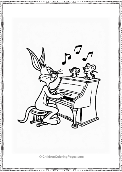 Looney Tunes Sylvester Playing Piano With Musical Notes Free PDF Printable