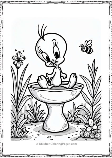 Looney Tunes Tweety Bird In A Colorful Garden Free PDF Printable