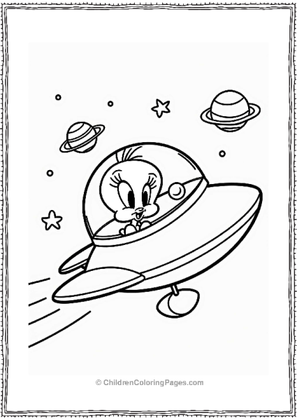 Looney Tunes Tweety Bird In A Spaceship Free PDF Printable