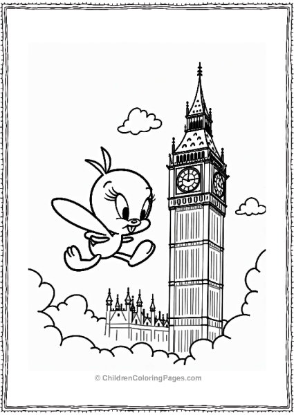 Looney Tunes Tweety Bird Near Big Ben Free PDF Printable